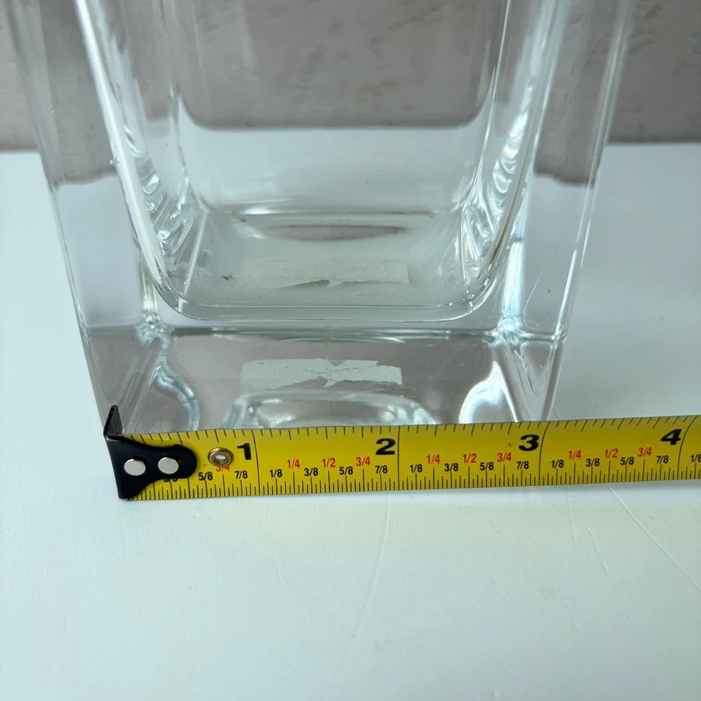 LSA International Handblown Clear Glass Square Vase 15.5 Inch Tall Geometric